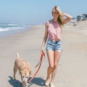 Red & white stripped casual crop top